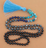 8mm Agate 108 Beads Tassel Knotted Necklace Bracelet