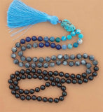 8mm Agate 108 Beads Tassel Knotted Necklace Bracelet