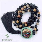 8mm Volcanic Stone 108 Beads Tassel Healing Bracelet