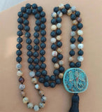 8mm Volcanic Stone 108 Beads Tassel Healing Bracelet