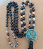 8mm Volcanic Stone 108 Beads Tassel Healing Bracelet