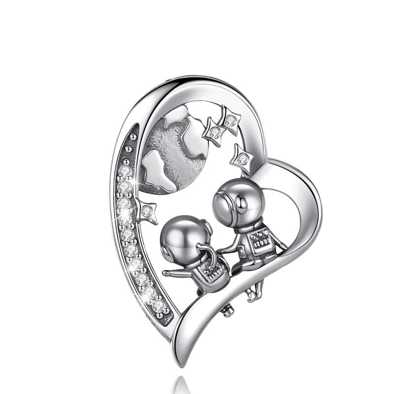 Eudora Astronaut Planet Necklace Heart-shaped Pendant