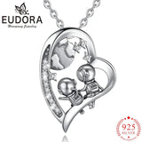 Eudora Astronaut Planet Necklace Heart-shaped Pendant