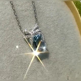 Aquamarine Butterfly Pendant Necklace Chain 925 Silver