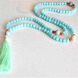 8mm Amazonite 108 Beads Tassel Necklace Spiritual Meditation