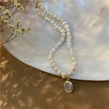 Baroque Pearl Necklace with Moonstone Pendant
