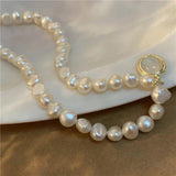 Baroque Pearl Necklace with Moonstone Pendant