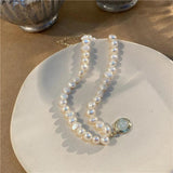 Baroque Pearl Necklace with Moonstone Pendant