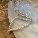 Baroque Pearl Necklace with Moonstone Pendant