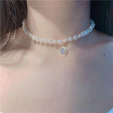 Baroque Pearl Necklace with Moonstone Pendant