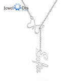 JewelOra Butterfly Name Necklace 925 Sterling Silver Personalized Y-Shape