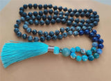 8mm Volcanic Stone 108 Beads Tassel Knotted Necklace Spirituality