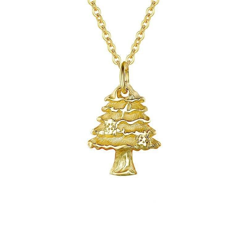 YYSUNNY 925 Silver Necklace Xmas Tree Pendant Collarbone Chain Gift