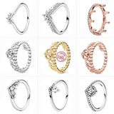 925 Silver Heart Crown Zircon Ring Women Infinite Charms Jewelry