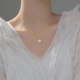 925 Silver Love Clover Necklace Rhinestone Choker