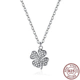 925 Silver Love Clover Necklace Rhinestone Choker