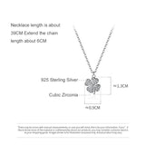 925 Silver Love Clover Necklace Rhinestone Choker