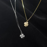925 Silver Love Clover Necklace Rhinestone Choker