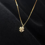 925 Silver Love Clover Necklace Rhinestone Choker