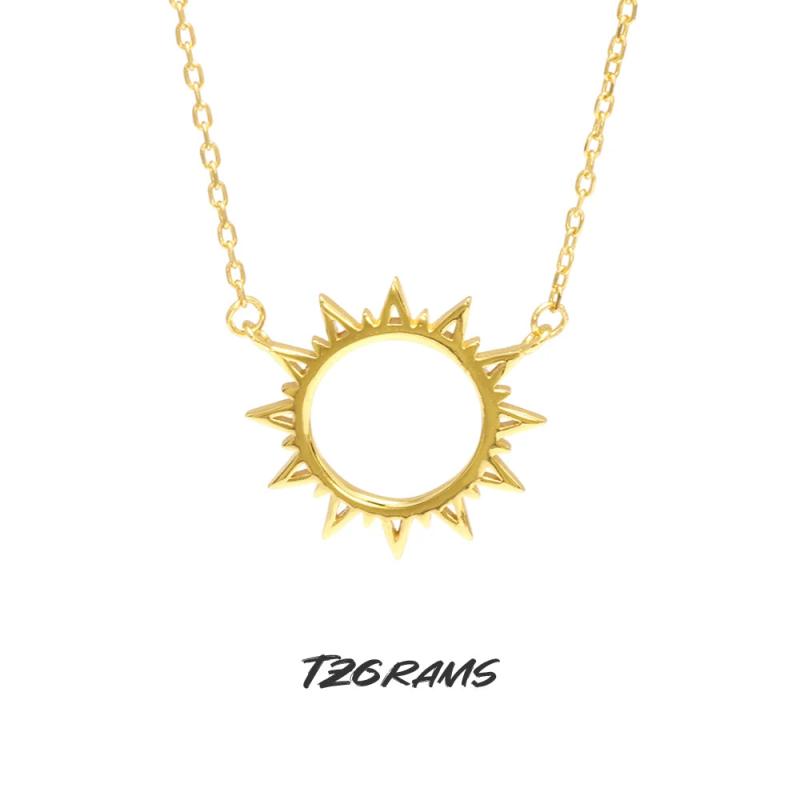 Minimalist Sun Shape Sterling Silver Necklace