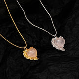 Pink Crystal Love Necklace S925 Silver Agate Pendant