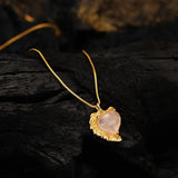 Pink Crystal Love Necklace S925 Silver Agate Pendant