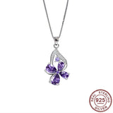 925 Silver Butterfly Pendant Necklace with Amethyst