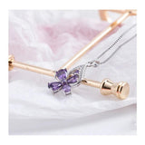 925 Silver Butterfly Pendant Necklace with Amethyst