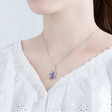 925 Silver Butterfly Pendant Necklace with Amethyst