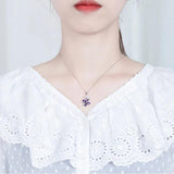 925 Silver Butterfly Pendant Necklace with Amethyst