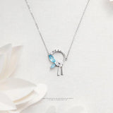 925 Silver Flowers Leaves Tassels Necklace