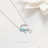 925 Silver Flowers Leaves Tassels Necklace