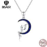 925 Silver Night Fairy Pendant Moon Link Chain Women Jewelry Gift