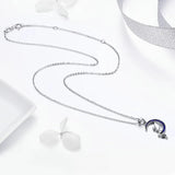 925 Silver Night Fairy Pendant Moon Link Chain Women Jewelry Gift