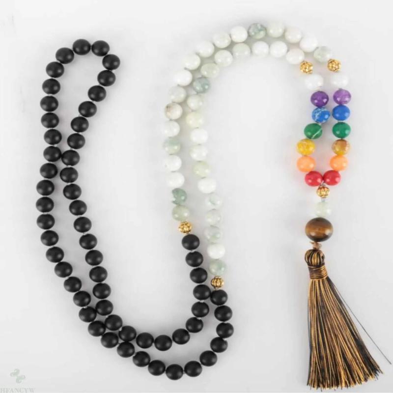 8mm 108 Natural 7 Chakra Agate Jade Beads Necklace