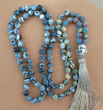 8mm Malachite 108 Beads Tassel Knotted Necklace
