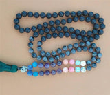 8mm Volcanic Stone 108 Beads Tassel Knotted Necklace Cuff Lucky Chakra Bracelet