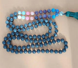 8mm Volcanic Stone 108 Beads Tassel Knotted Necklace Cuff Lucky Chakra Bracelet