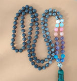 8mm Volcanic Stone 108 Beads Tassel Knotted Necklace Cuff Lucky Chakra Bracelet