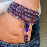 6mm Amethyst Crystal 108 Beads Tassel Necklace Bracelet