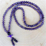 6mm Amethyst Crystal 108 Beads Tassel Necklace Bracelet