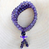 6mm Amethyst Crystal 108 Beads Tassel Necklace Bracelet