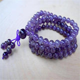 6mm Amethyst Crystal 108 Beads Tassel Necklace Bracelet