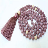8mm Natural Lepidolite 108 Beads Tassel Necklace for Meditation