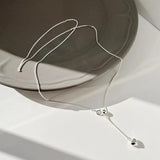 925 Silver Heart Necklace Pull-out Clavicle Chain
