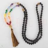 8mm 108 Knot Natural Agate 7 Chakra Necklace - Restore Spirituality