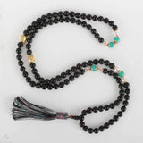 8mm 108 Knot Natural Scrub Agate Buddha Bracelet Relief Cuff Chain Tassel Bless