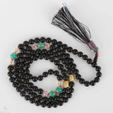 8mm 108 Knot Natural Scrub Agate Buddha Bracelet Relief Cuff Chain Tassel Bless