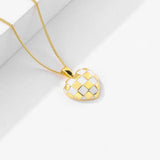 Heart Shape Checkerboard Silver Necklace for Women