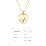 Heart Shape Checkerboard Silver Necklace for Women